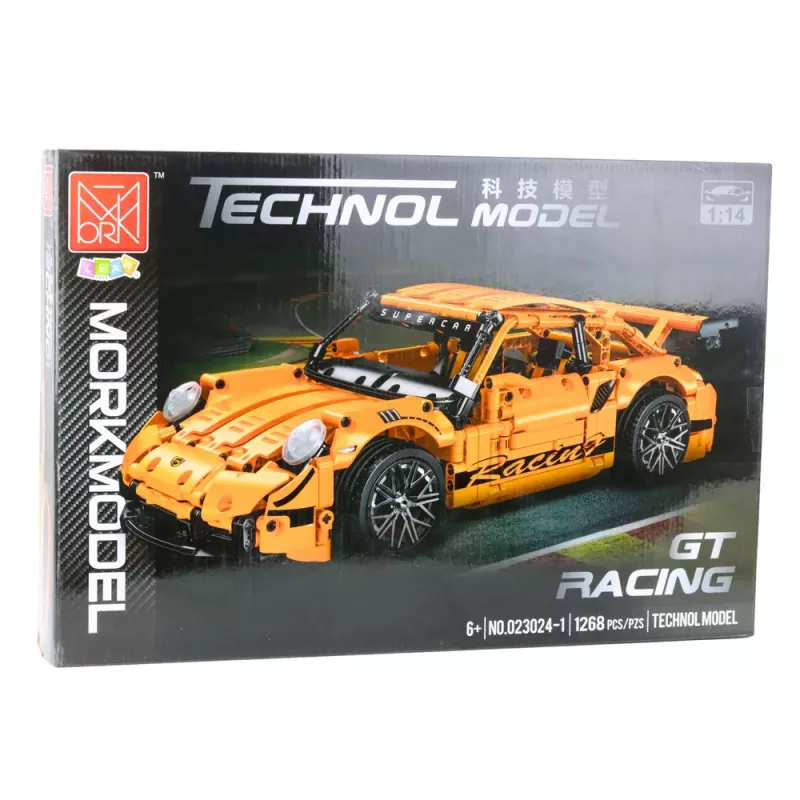 LEAN TOYS GT Racing Car Construction Bricks Orange 1:14 1268 pcs.