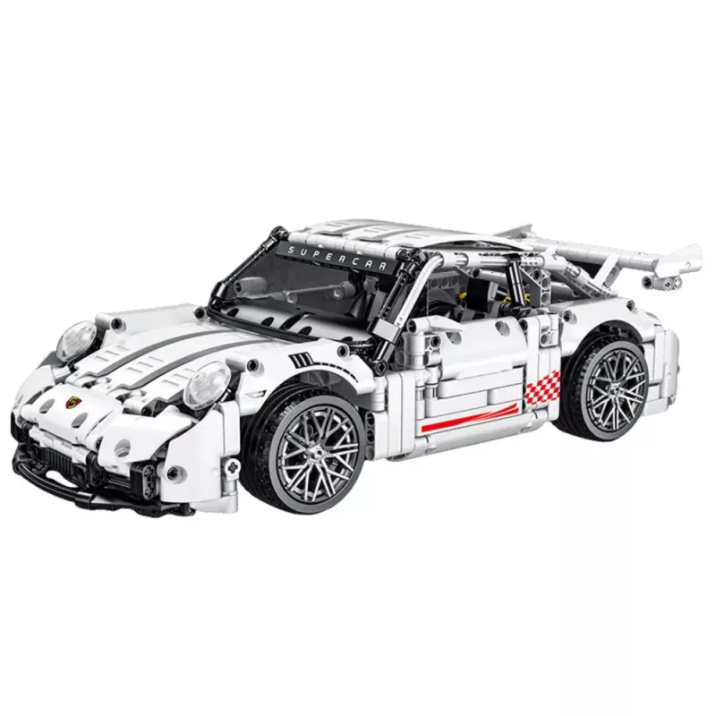 LEAN TOYS Statybiniai blokeliai GT lenktyninis automobilis baltas 1:14 1268 vnt.