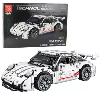 LEAN TOYS Statybiniai blokeliai GT lenktyninis automobilis baltas 1:14 1268 vnt.