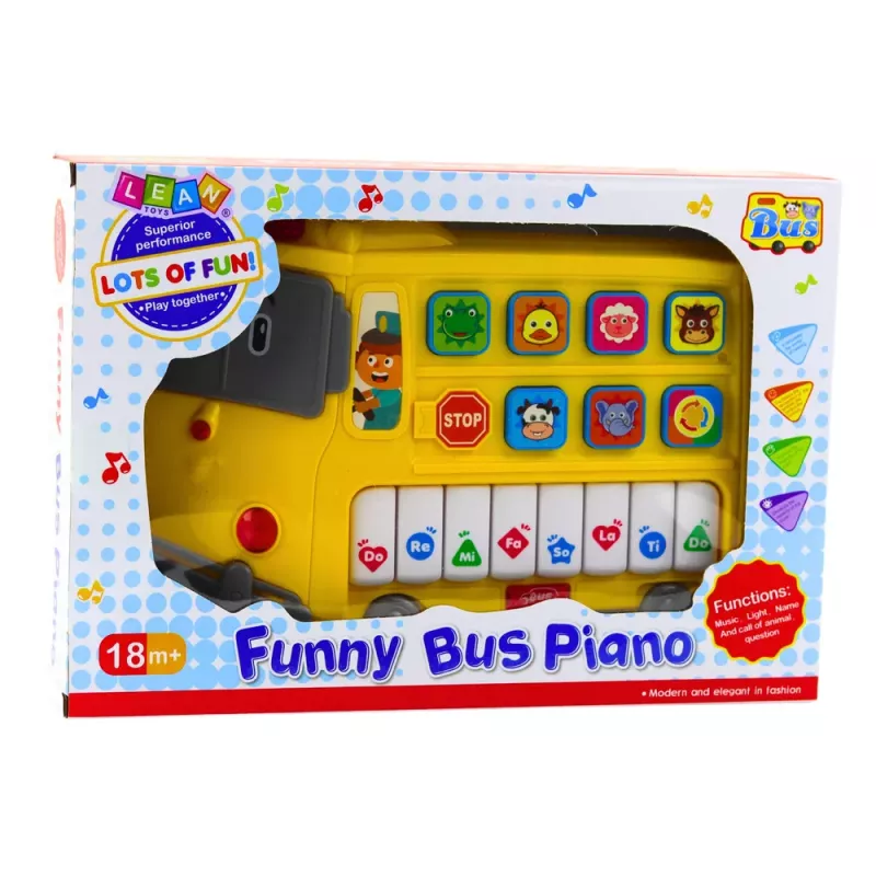 LEAN TOYS Electric Piano Educational For Toddlers Yellow Bus