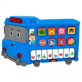LEAN TOYS elektrinis pianinas edukacinis mėlynas autobusas