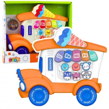 LEAN TOYS elektrinis pianinas lavinantis vaikams ledų salono oranžinis