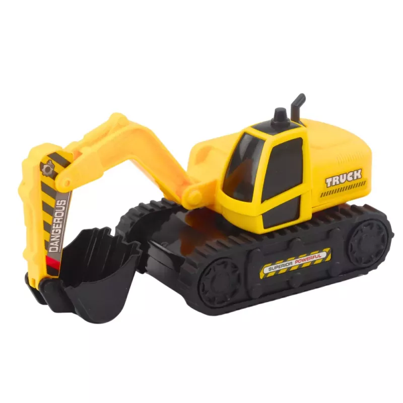 LEAN TOYS vilkikas su vikšriniu ekskavatoriumi, besisukančiu 360°, geltonas, 1:16