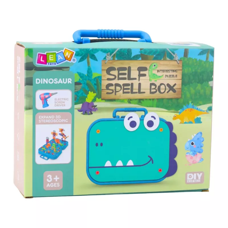 LEAN TOYS DIY Atsuktuvų rinkinys Lagaminas Dinozaurų blokeliai Atsuktuvas 228 vnt.