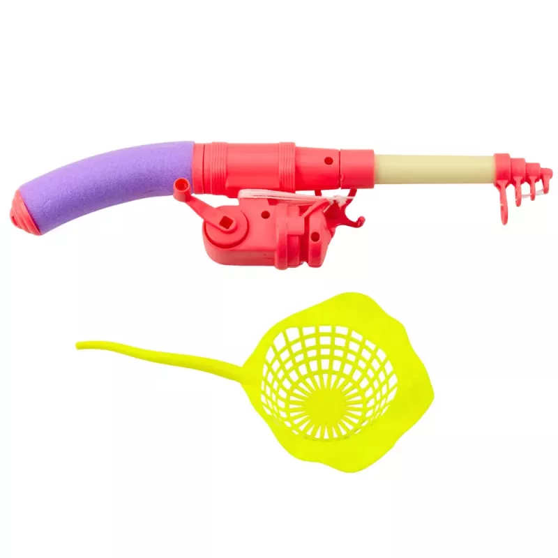 LEAN TOYS Žvejybos rinkinys: krabų stalas, 10 žuvų, meškerė, sietelis, rožinė
