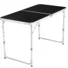 LEAN Sulankstomas kempingo stalas reguliuojamas aliuminis juodas 120x60cm