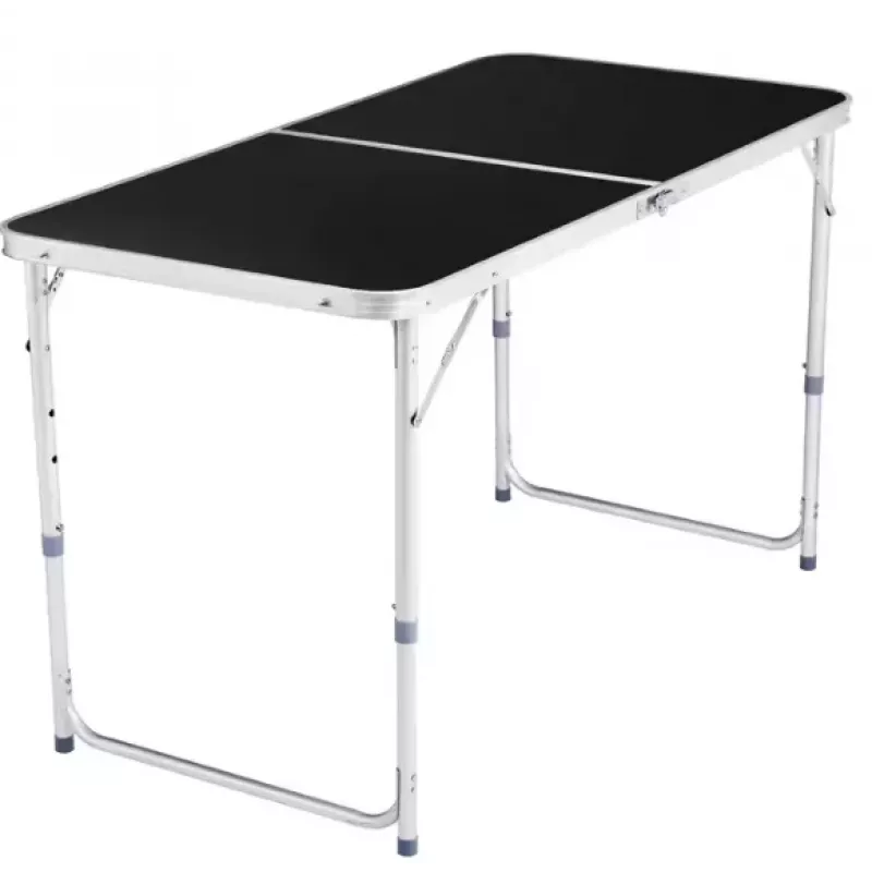 LEAN Sulankstomas kempingo stalas reguliuojamas aliuminis juodas 120x60cm
