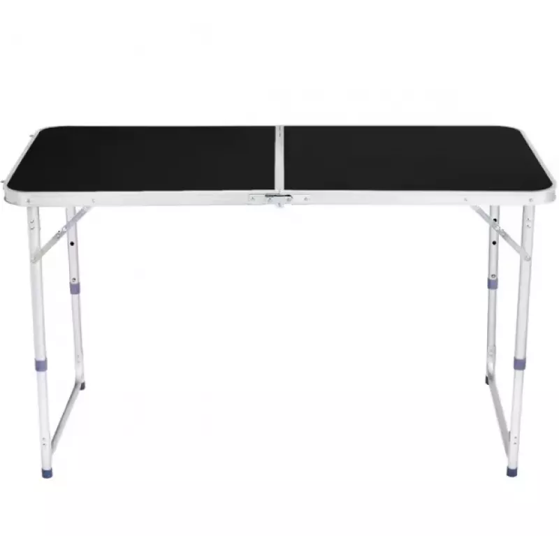 LEAN Sulankstomas kempingo stalas reguliuojamas aliuminis juodas 120x60cm