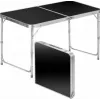 LEAN Sulankstomas kempingo stalas reguliuojamas aliuminis juodas 120x60cm