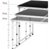 LEAN Sulankstomas kempingo stalas reguliuojamas aliuminis juodas 120x60cm