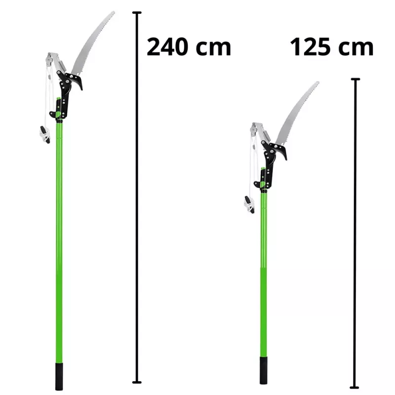 LEAN Teleskopinės genėjimo žirklės ir šakų pjūklas 2v1 ant strypo 125-240 cm
