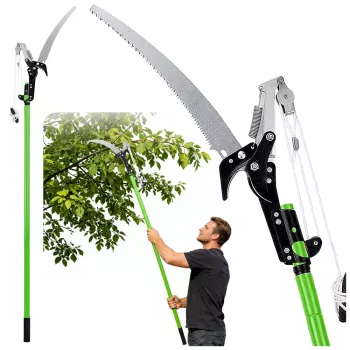 LEAN Teleskopinės genėjimo žirklės ir šakų pjūklas 2v1 ant strypo 125-240 cm