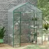 LEAN Mini Balkono Sodo Šiltnamis su 4 Metalinėmis Lentynomis ir PVC Plėvele 195 x 143 x 73 cm