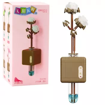 LEAN TOYS Konstrukciniai blokeliai Medvilnės šakelė mėgintuvėlyje 392 vnt.