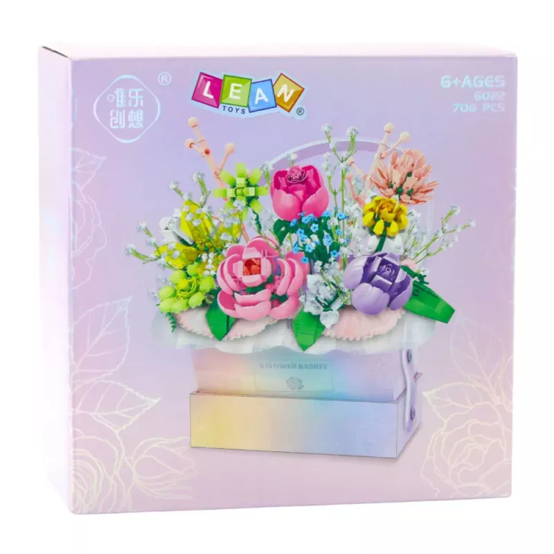 LEAN TOYS Construction Blocks Composition In Box Flower Box Purple LED 706pcs