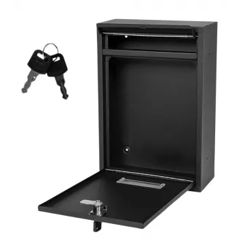 LEAN Pašto dėžutė laiškams, cinkuotas plienas, juoda, 32x21,5x8,5 cm