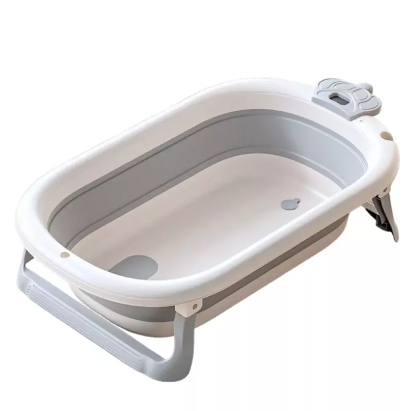LEAN Kūdikio vonelė su termometru, sulankstoma, su žvaigždutėmis, pilka