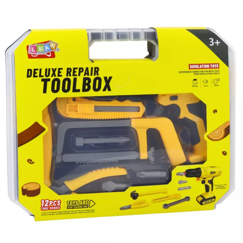 LEAN TOYS DIY rinkinys Gręžtuvas Įrankiai Šviesos Garsai Dėklas