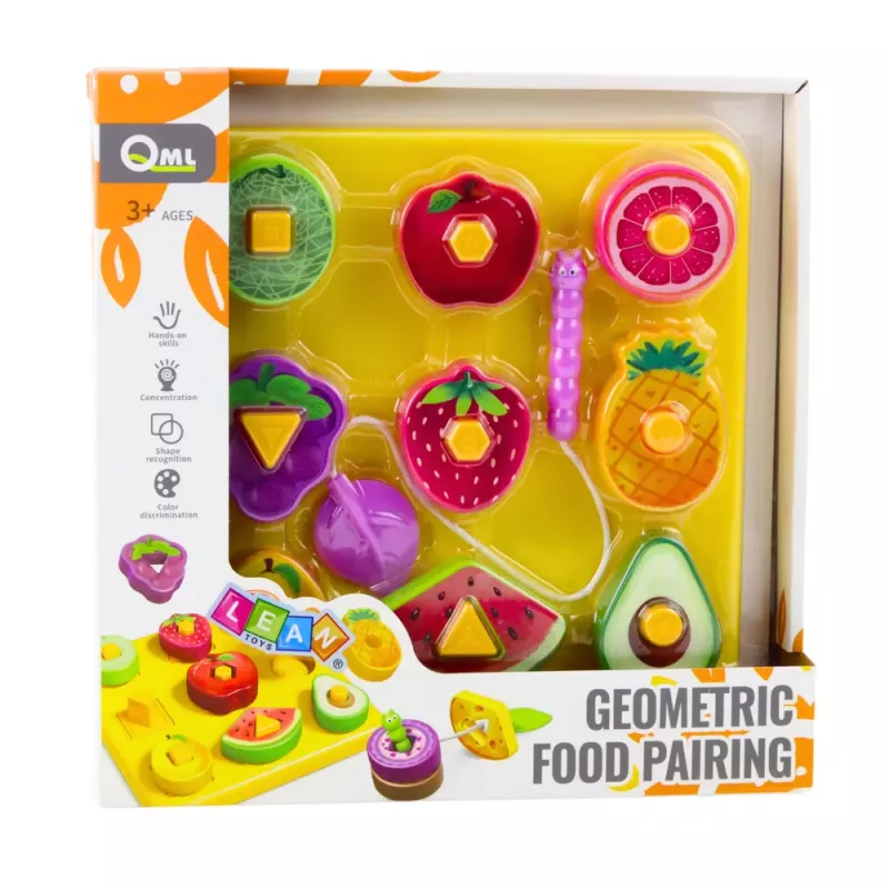 LEAN TOYS Edukacinis dėlionė vaikams Geometriniai vaisiai įterpimas