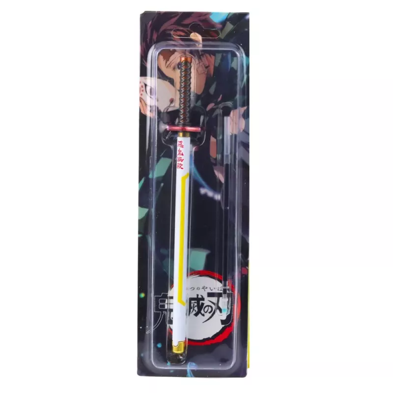 LEAN Katana Sword Anime Ballpoint Pen Metal Black Ink Replaceable Refill White and Yellow