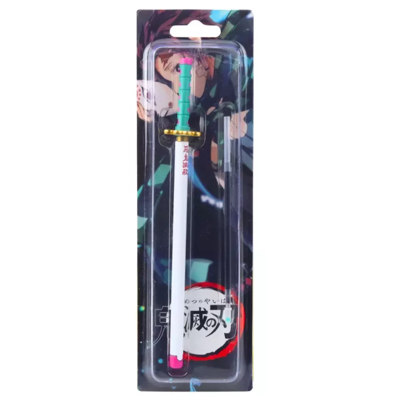 LEAN Katana Sword Anime Ballpoint Pen Metal Black Ink Replaceable Refill Turquoise