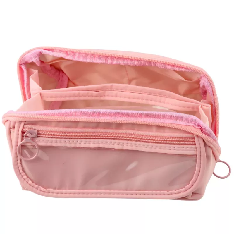 LEAN Pencil Case School Kit, Expandable, Roomy, Pink, 20x10cm