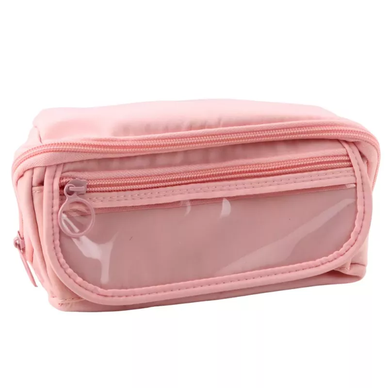 LEAN Pencil Case School Kit, Expandable, Roomy, Pink, 20x10cm