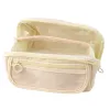 LEAN Pencil Case School Kit, Expandable, Roomy, Cream, Beige, 20x10cm