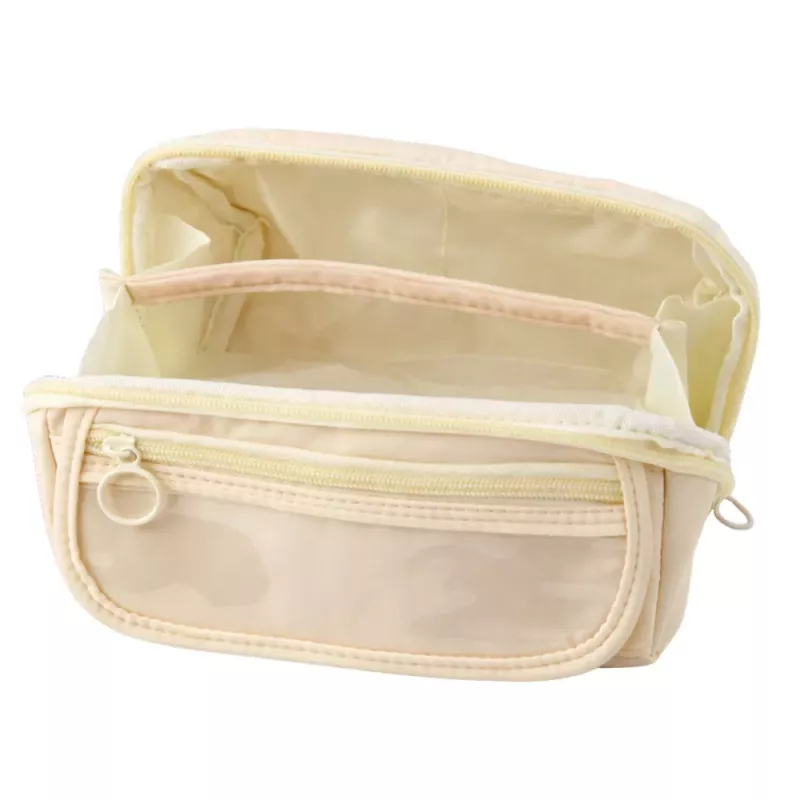 LEAN Pencil Case School Kit, Expandable, Roomy, Cream, Beige, 20x10cm