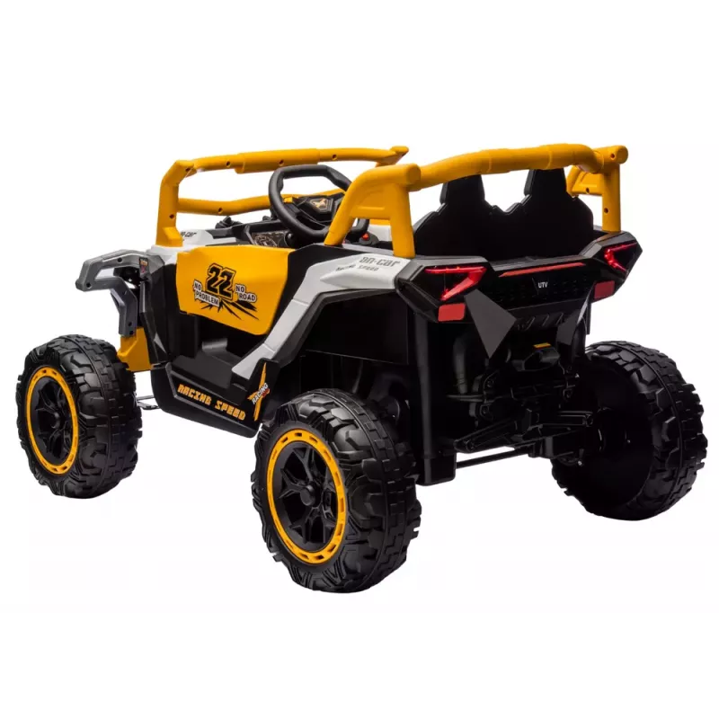 LEAN CARS M1 White and Yellow Battery-Powered Vehicle 4x4