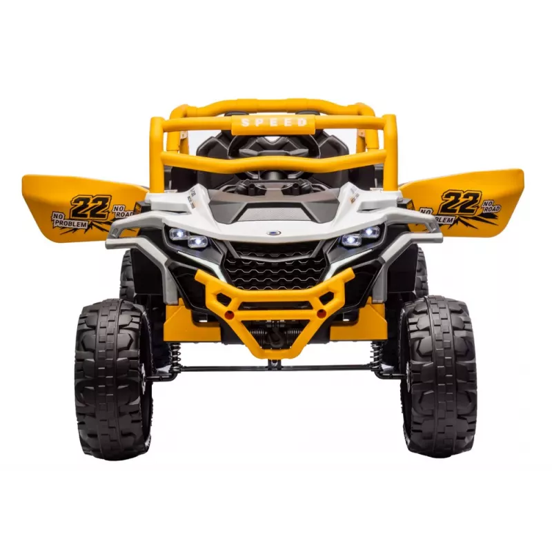 LEAN CARS M1 White and Yellow Battery-Powered Vehicle 4x4