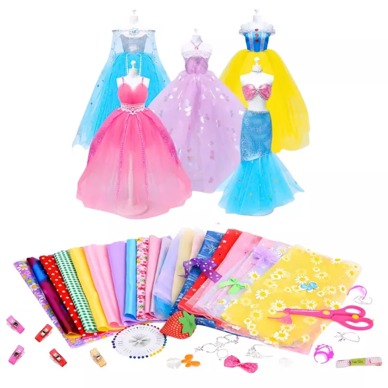 LEAN TOYS DIY kūrybinis rinkinys lėlių drabužių projektavimui ir siuvimui