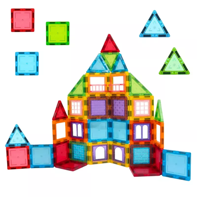LEAN TOYS 3D magnetiniai blokeliai konstrukcinis galvosūkis spalvotas 45 vnt.
