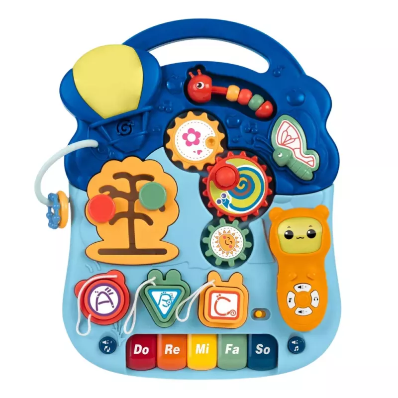 LEAN TOYS Interaktyvus edukacinis stalas mažyliams su šviesomis ir garsais, pastelinėmis spalvomis, 6-in-1