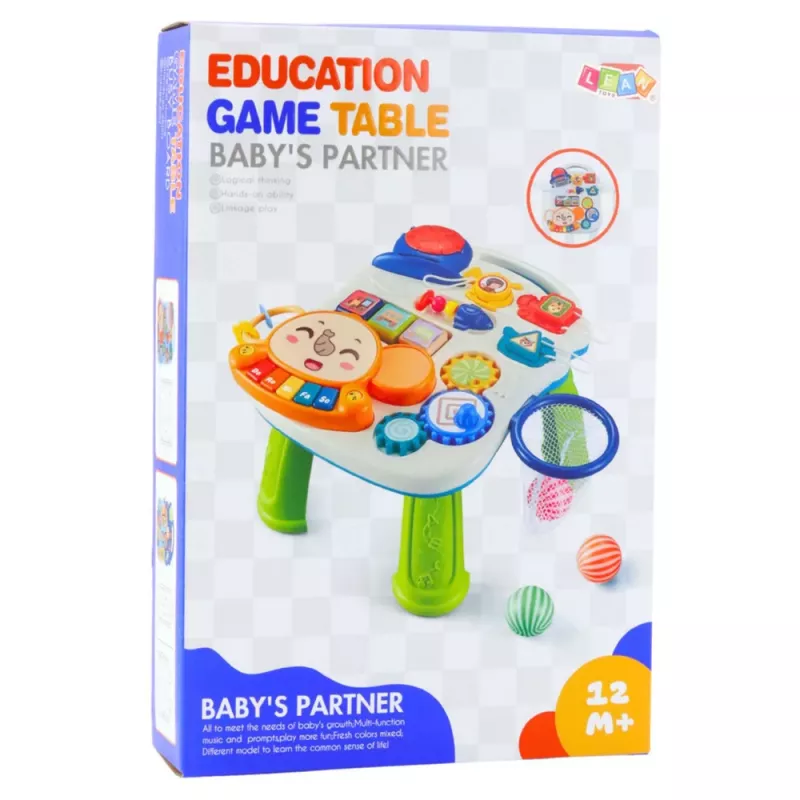 LEAN TOYS Interaktyvus edukacinis stalas mažyliams su šviesomis ir garsais, pastelinėmis spalvomis, 6-in-1