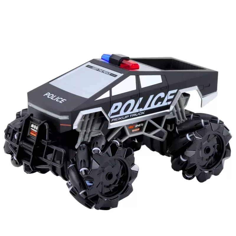 LEAN TOYS Visureigis pikapas policija nuotoliniu valdymu RC šviesos dūmai 1:16