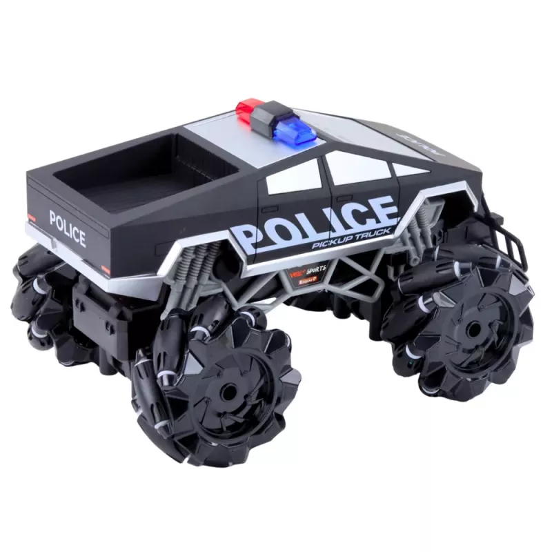 LEAN TOYS Visureigis pikapas policija nuotoliniu valdymu RC šviesos dūmai 1:16