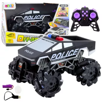 LEAN TOYS Visureigis pikapas policija nuotoliniu valdymu RC šviesos dūmai 1:16