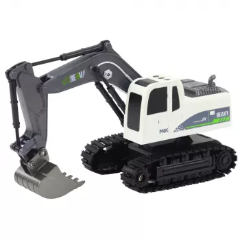 LEAN TOYS nuotoliniu valdymu RC Crawler ekskavatorius su šviesomis ir garsais, baltas, mastelis 1:24