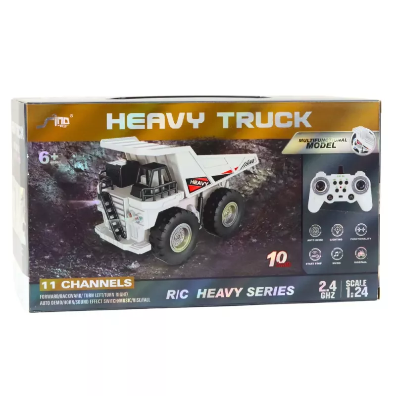 LEAN TOYS nuotoliniu valdymu RC Crawler ekskavatorius su šviesomis ir garsais, baltas, mastelis 1:24