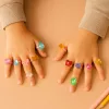 LEAN TOYS Beauty Set Vaikiški žiedai su spalvotais deimantais 50 vnt.