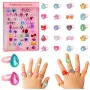 LEAN TOYS Beauty Set Vaikiški žiedai su spalvotais deimantais 50 vnt.
