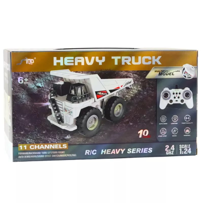 LEAN TOYS nuotoliniu valdymu RC Crawler ekskavatorius su šviesomis ir garsais, baltas, 1:24 mastelis