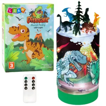 LEAN TOYS DIY Dinozaurai Stiklainyje Kūrybinis Rinkinys Naktinė Lempa su Pulteliu