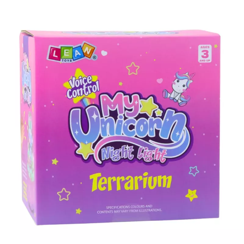 LEAN TOYS Kūrybinis rinkinys Terariumas Vienaragiai Naktinė šviesa Balsu valdomas DIY