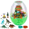 LEAN TOYS DIY Kūrybinis Dinozaurų Terariumo Rinkinys su Balsu Valdoma Naktine Šviesa