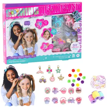 LEAN TOYS DIY kūrybinis rinkinys vienaragio galvos juostų gamybai su blizgančiomis dekoracijomis