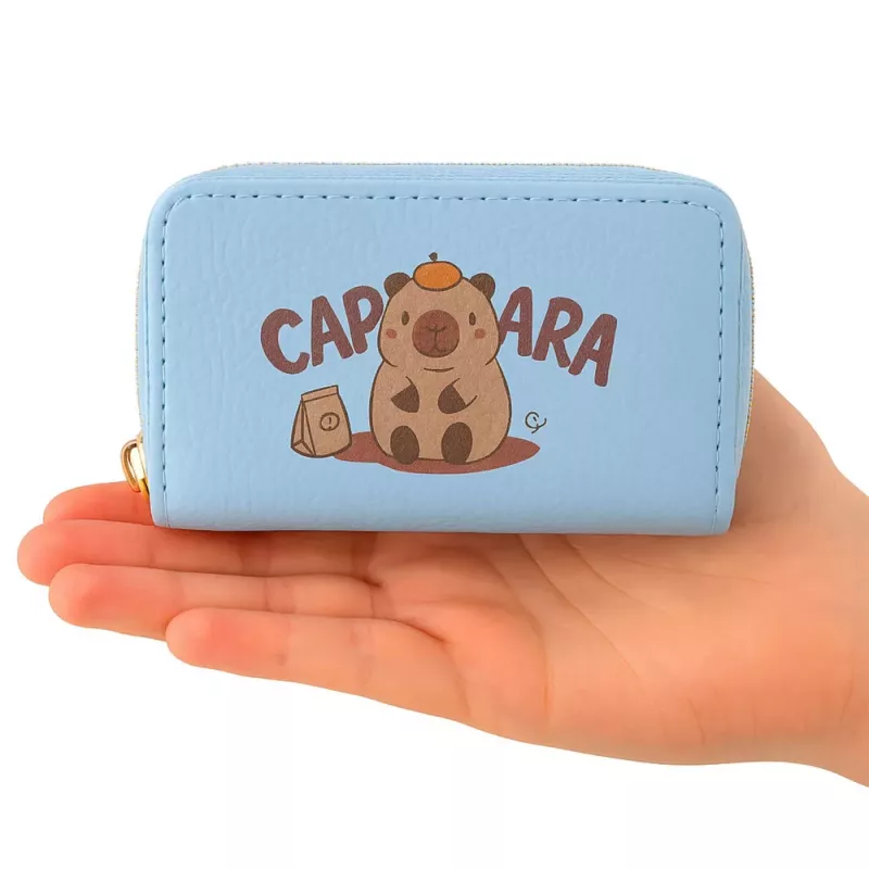 LEAN Two-Compartment Wallet with Card Compartments Kapybara Blue 12.5 x 8.5 cm
