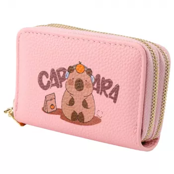 LEAN dviejų skyrių piniginė su kortelių skyreliais, Capybara Pink, 12,5 x 8,5 cm