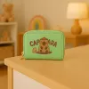 LEAN Two-Compartment Wallet with Card Compartments Kapybara Green 12.5 x 8.5 cm